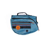 Widlerdog Dog Backpack with Built in Harness and Back-Mounted D-Ring Leash Attachment, Handle, Two Saddlebags with 4 Total Pockets, Built in Poop Bag Dispenser (Pacific Blue, Medium)