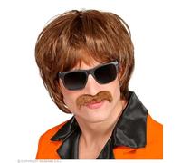 Widmann 00635 60s Man Wig with Moustache, Brown, One Size