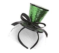 Widmann 0071 K ? Small Glitter Set on Head Band with Bow & Veil Top Hat ? Green