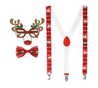 Widmann 00765 Reindeer Set, Glasses, Suspenders and Bow tie, red/White, Standard Size