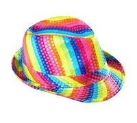 Widmann 0081U ? Sequin Fedora Hat In Colours of Rainbow, One Size