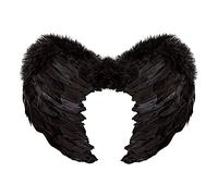 Widmann 01038 - Feathered Wings Adult Unisex, Devils, Angels, Halloween, Carnival, Theme Parties, 50x40 Cm, Black Color