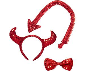 Widmann 01058 ? Sequin Set Devil Adult Plus Costume ? 3 Piece ? One size, Red