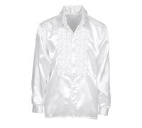 WIDMANN 01170-70s Disco Style Shirt, Adult Man, Made of Satin, With Ruffles, Carnival, Disco, Size XXL, White Color