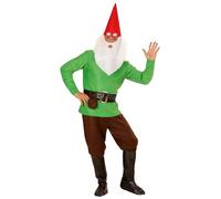 Widmann 01343 - Adult Costume Dwarf, jacket, pants, belt with bag, shoe cover, hat with ears, eyebrows and beard