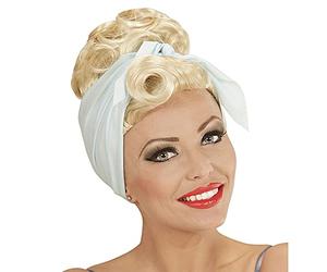 Widmann 01851 Wig Rockabilly Pin-Up Girl Blond with Light Blue Hair Band