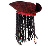 Widmann 01892 Pirate Tripound with Bandana and Dreadlocks, Men’s Red/Black, One Size