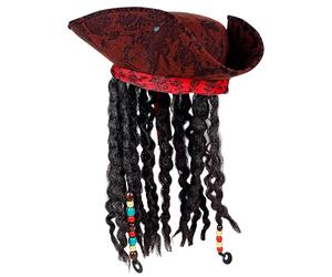 Widmann 01892 Pirate Tripound with Bandana and Dreadlocks, Men’s Red/Black, One Size