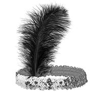 Widmann 01944 - Headband with Sequins and Feathers, Adult Woman, 1910s-20s-30s, Charleston, Burlesque, Carnival, Theme Parties, One Size, Silver Color