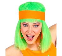 WIDMANN 02033 - Headband Adult Unisex, 80s, Disco, Tennis, Theme Parties, Fluorescent Orange Colour