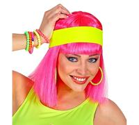 WIDMANN 02034 - Headband Adult Unisex, 80s, Disco, Tennis, Theme Parties, Fluorescent Yellow Colour