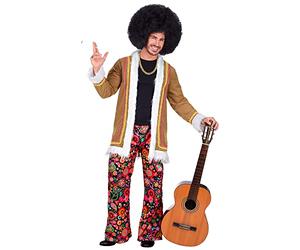 WIDMANN 02202 Adult Mens Hippie Costume. Include Coat and multicoloured trousers. 60s 70s Hippy/Woodstock, Fancy Dress, Outfit