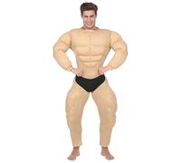 WIDMANN Bodybuilder Fancy Dress Mens Dress Up Comedy Outfit Halloween Muscle Suit Padded Chest Jumpsuit Stag Night Costume Medium