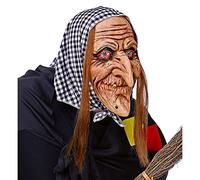 Widmann 03292 Women's Witch Mask with Hair and Headscarf, Multi-Colour