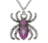 Widmann 03514 Spider Necklace with Diamante Detail ? Silver/Purple, One Size