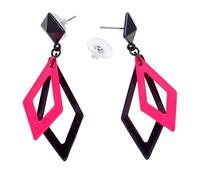 WIDMANN 03538 ? Rhombus Earrings ? One Size ? Neonfarbe, black/pink