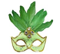 WIDMANN 03868 - Brazil Mask for Adults, Women, with Sequins, Gems and Feathers, Brazilian Carnival, Party, Neon, Show, Fluorescent Green Color