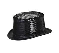 WIDMANN 0451Z - Sequined Top Hat Adult Unisex, 1910s, 1920s, New Year, Show, Dancers, Carnival, One Size, Black Color