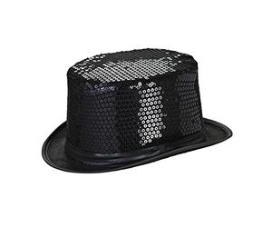 WIDMANN 0451Z - Sequined Top Hat Adult Unisex, 1910s, 1920s, New Year, Show, Dancers, Carnival, One Size, Black Color