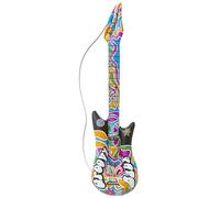 WIDMANN 04816 - Inflatable Groovy Guitar With Strap, Adult Unisex, Length 105 cm, Hippie, 60s, Rockstar, Pop Star, Musicians, Carnival, Theme Parties
