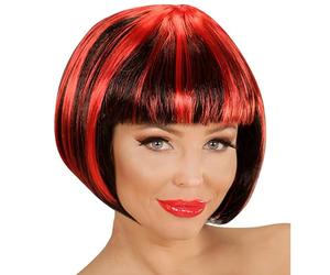 Widmann 04952 - Fashion Steaks Wig for Adults Women, Disco, Party, Carnival, Theme Parties, Black-Red Color
