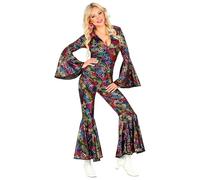 WIDMANN 05022 Medium Adult Womens Multicoloured 70s Disco Style Jumpsuit. Includes Jumpsuit. Fancy Dress, Outfit, Costume, World Book Day, Halloween, Carnival, 70s, 80,