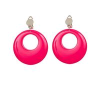 Widmann 05839 - Pair of Earrings for Adults Women, 80s, Disco, Neon, Carnival, Theme Parties, Fluorescent Pink Color