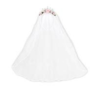 Widmann 07063 Tiara with Bridal Veil with Roses and Diamonds for Adults One Size