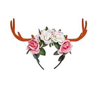 Widmann 07792 Headband with Flower Horns Reindeer Deer Accessory Motto Party Carnival