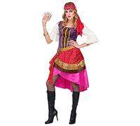 W WIDMANN MILANO Party Fashion Widmann 08132 - Gypsy Costume, Dress, Headscarf, Fortune Teller, Hellseherin, Carnival, Theme Party, Red/White/Pink/Purple, M