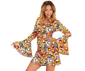 Widmann 08890 Adults Costume 70s Retro Dress Ladies Colourful XXL