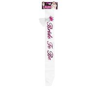 Widmann 09688 - Bride To Be Sash In Double Layer Satin, Adult Woman, Decorated With Bride Veil On Tiara, Hen Party, White-Fuchsia Color