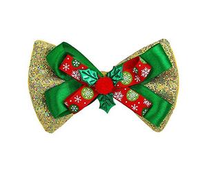 Widmann 09692 - Christmas Bow Tie with Glitter, Unisex Adult, Santa Claus, Carnival, Theme Parties, Gold Color