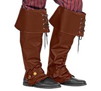 WIDMANN 09816 - Pair of Faux Leather Boot Covers, Unisex Adult, Pirate, Musketeer, Knight, Middle Ages, Carnival, Brown Color