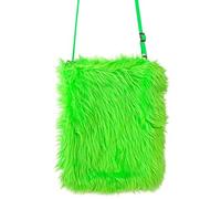 WIDMANN 09819 - Plush Handbag for Adults Women, Neon, Disco, 80s, 60s, Hippie, Pride, Carnival, Theme Parties, Fluorescent Green Color