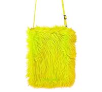 WIDMANN 09820 - Plush Handbag for Adults Women, Neon, Disco, 80s, 60s, Hippie, Pride, Carnival, Theme Parties, Fluorescent Yellow Color