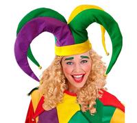 Widmann 09839 - Jester Hat, Colourful, with Bell, Yard Jester, Clown, Hat, Headpiece, Accessory, Carnival, Theme Party
