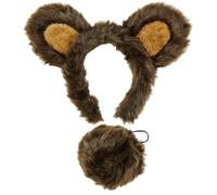 Widmann 10016 10116 - Costume Set Bear, Headband with Ears and Tail, Brown, Animal, Theme Party, Carnival, Multicoloured, Standard Size