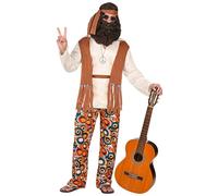 W WIDMANN MILANO Party Fashion - Hippie Costume for Men, Flower Power, 60s, 70s, Reggae, Carnival, Theme Parties, Size M