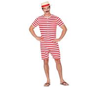 Widmann 10135181 Costume Retro Swimsuit, Striped, red, L