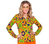 Widmann 10428 Years 70s blouse, Colorful Circles, Yellow Circless, L-XL