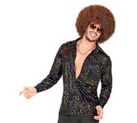 WIDMANN 11013187 70s Disco Style Shirt, Polka Dots, Black, S-M