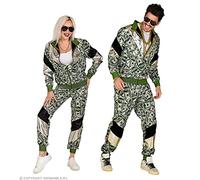 Widmann 11282 - Costume 80s Tracksuit Dollar, Jacket and Trousers, Banknotes, Jogging Suit, Retro Style, Bad Taste Party, Carnival, Multicoloured, M