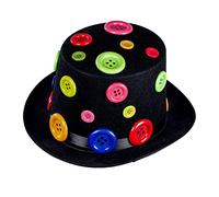 Widmann 11763 Hat with Colourful Buttons Made of Felt, Hat, Headpiece, Clown, Circus, Theme Party, Carnival