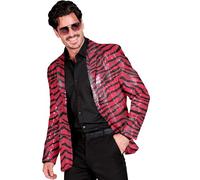 Widmann 12872 Party Fashion Jackett mit Pailletten Disco Fever Sequin Jacket, Pink Zebra, XXL