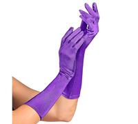 Adult Size Womens 60s Go-Go Girl Long Purple Satin Gloves 1960s Fancy Dress