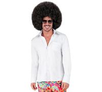 WIDMANN 21022-70s Style Shirt, Adult Man, Carnival, Disco, Theme Parties, Size L/XL, White Colour