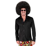 WIDMANN 21025-70s Style Shirt, Adult Man, Carnival, Disco, Theme Parties, Size L/XL, Black Colour