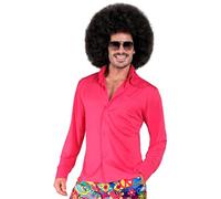 WIDMANN 21027-70s Style Shirt, Adult Man, Carnival, Disco, Theme Parties, Size S/M, Pink Colour