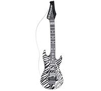 WIDMANN 23942 - Inflatable Guitar Rockstar Zebra With Strap, Adult Unisex, Length 105 cm, Pop Star, Punk, Musicians, Carnival, Theme Parties